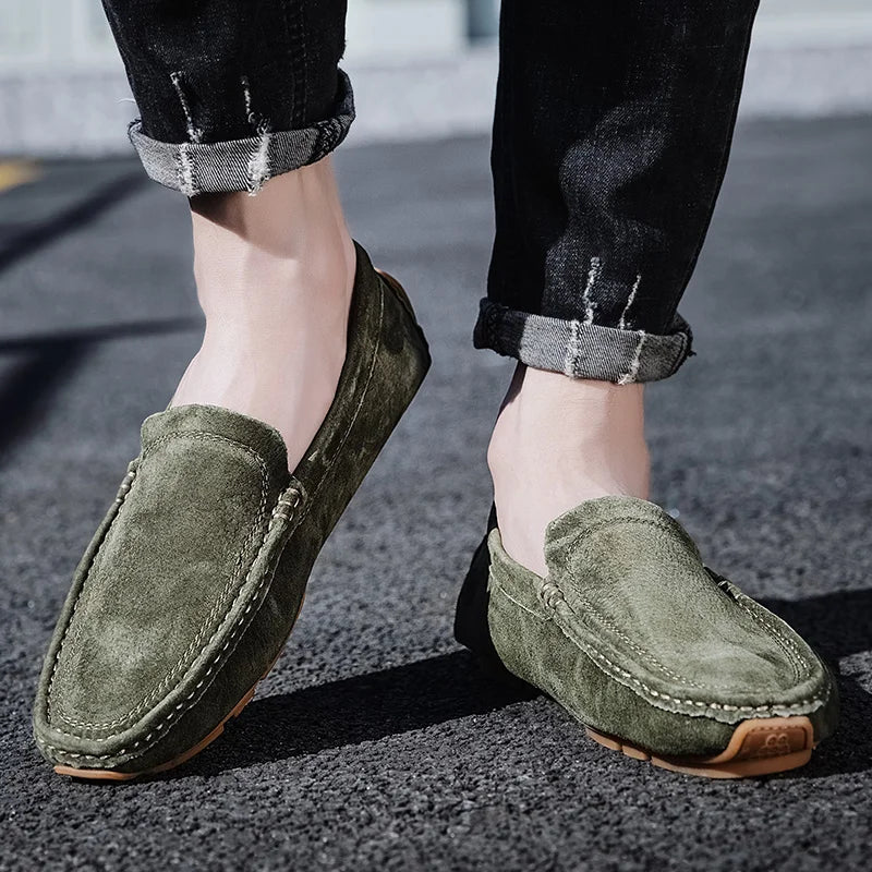 Mocassins Gianni en daim italien souple