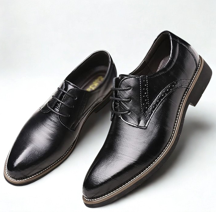 St. James - Wingtip Dress chaussures habillées en cuir véritable - Noir