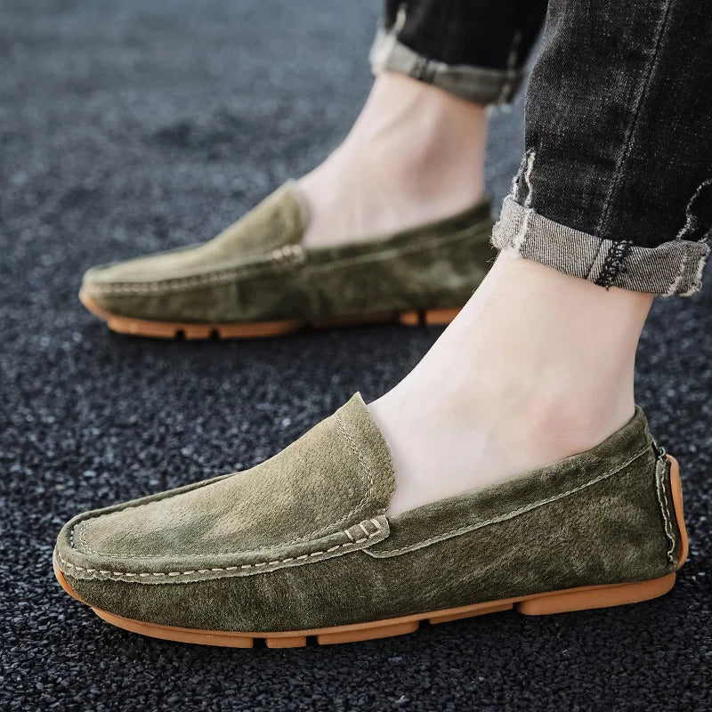 Mocassins Gianni en daim italien souple