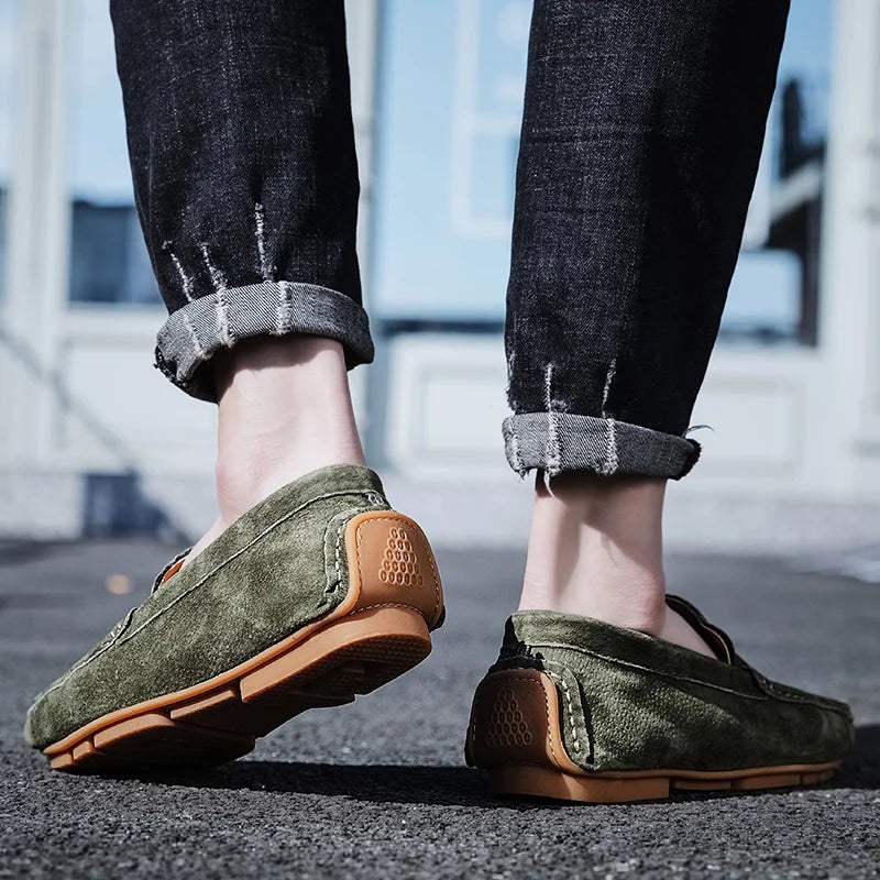 Mocassins Gianni en daim italien souple