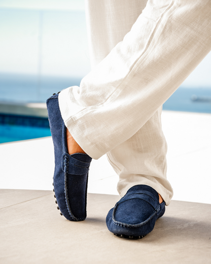 St. James – Mocassins légers en daim pour hommes – Bleu marine