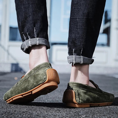 Mocassins Gianni en daim italien souple
