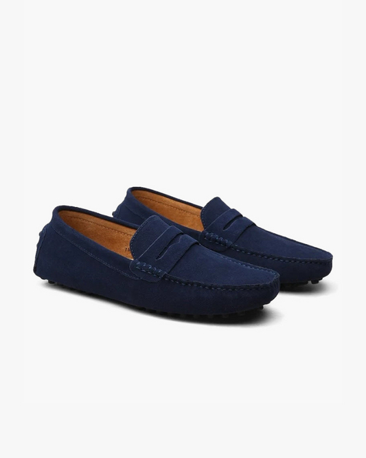 St. James – Mocassins légers en daim pour hommes – Bleu marine