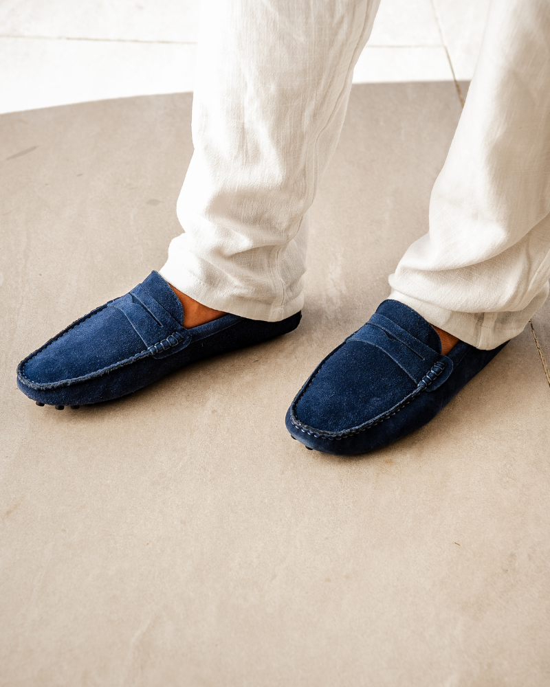 St. James – Mocassins légers en daim pour hommes – Bleu marine